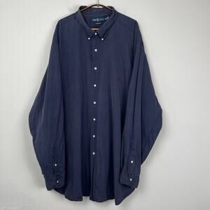 Ralph Lauren Shirt Mens 4XLT Tall Blue Button Down Pony Dress Long Sleeve